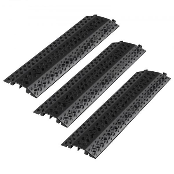 XKCDLBHPDPVCIWEC9001V0 17 in. Drop Over Cable Cover - Heavy Duty Cable Hose Protector Ramp - 500 lbs per Axle Load - Black - Pack of 3