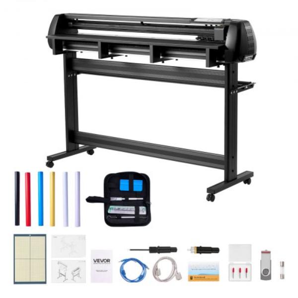 Vinyl Cutter Machine - 53 in. Max Feed Width - Dual Blades - Adjustable Force & Speed - LED Display - Vinyl Plotter Cutter Printer Bundle