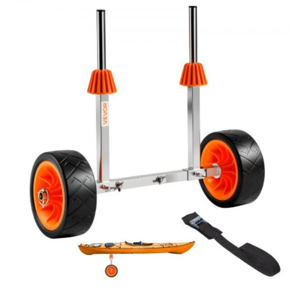 Kayak Cart - 250 lbs Load - Canoe Cart Dolly with 7.5 in. Solid Rubber Tires & Kickstand - Paddle Board Trolley for Kayaks - Canoes