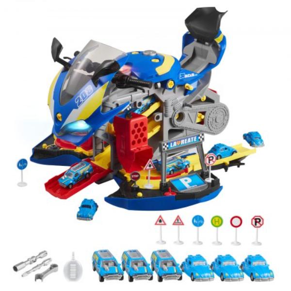Motorcycle Engine Toy - Blue - Mechanic Toy with Removable Parts - Lights & Sounds - Kids Workshop Set for Toddler 3 Years & Up - 25 Piece