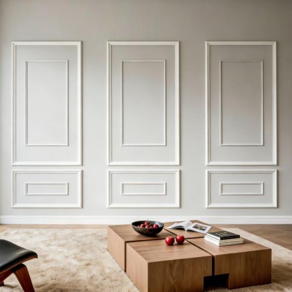 Wall Molding - Wainscoting Panels Kit - Dual-Line Wide & Narrow Profile - Lightweight Paintable Polystyrene - White - Pack of 3