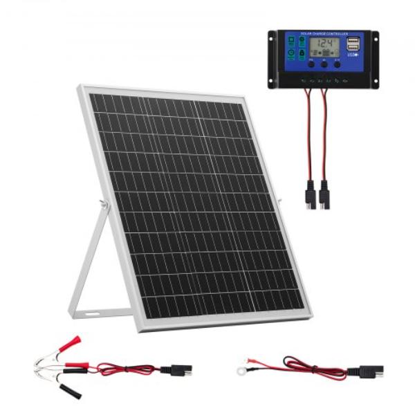 25W 12V Solar Panel Battery Charger - Solar Battery Trickle Charger Maintainer - Intelligent MPPT Controller - Car Boat RV Motorcycle Trailer
