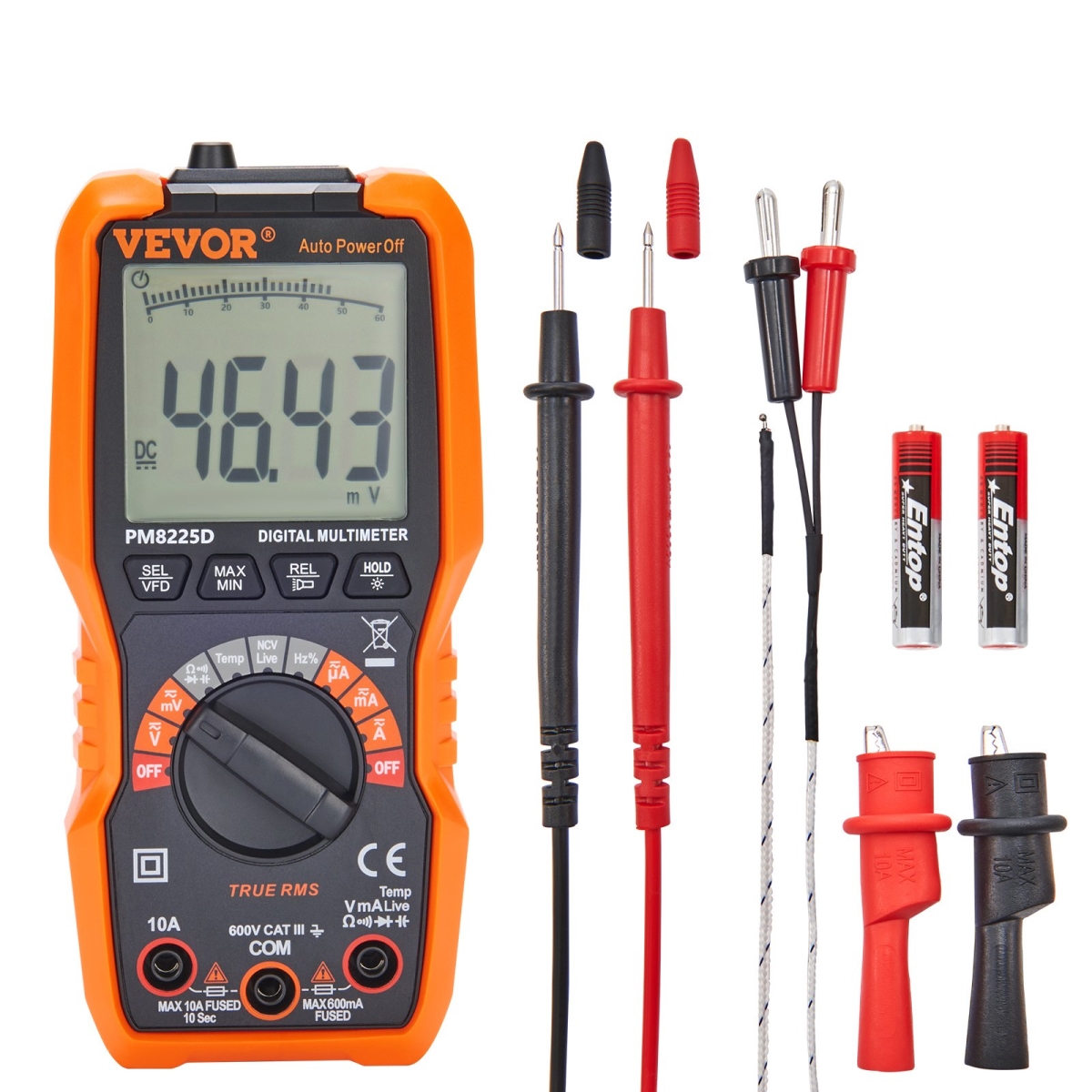 Picture of Vevor ZD600010A600VXDM7V0 Digital Multimeter&#44; Multimeter Tester DC AC Voltmeter NCV - 6000 Count