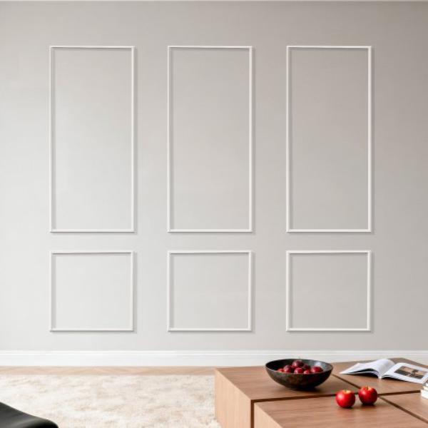 QMSTJBYXTGGZEWL4Q001V0 Wall Molding - Wainscoting Panels Kit - Lightweight Paintable Polystyrene - Waterproof Accent Wall Trim - White - Pack of 3