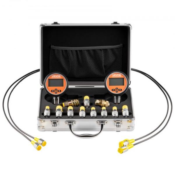 Digital Hydraulic Pressure Test Coupling Kit - 10000 PSI Pressure Gauge Manometer Tester with 2 Gauges - 9 Test Couplings - 2 Hoses