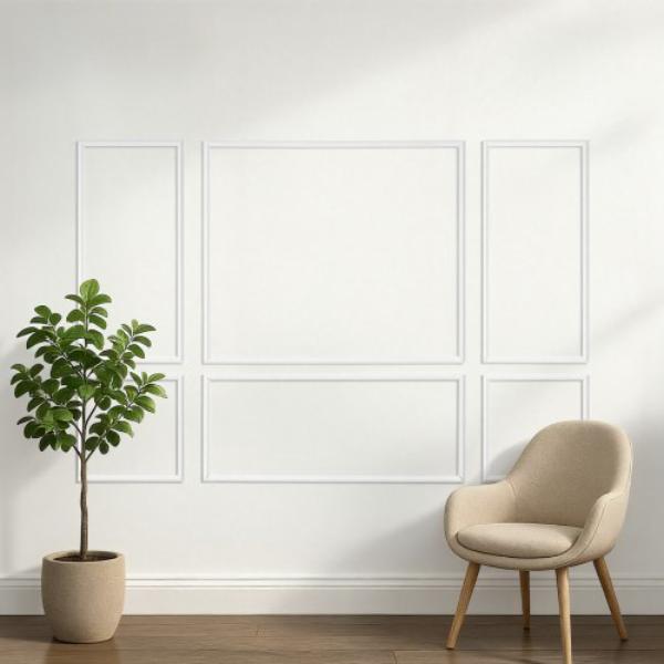 Wall Molding - Wainscoting Panels Kit - Lightweight Paintable Polystyrene - Easy to Install Accent Wall Trim - White - Pack of 3