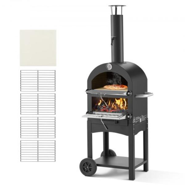 Picture of Vevor LSPSLHS458X48H85L001V0 Outdoor Pizza Oven - 12 in. Pellet Fire Ovens - 2-Layer Wood Fired Pizza-Oven - 1000 deg Max Temperature - Barbecue