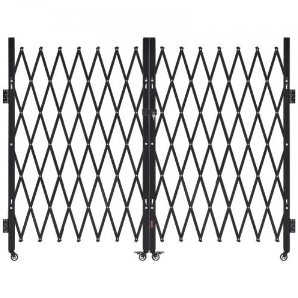 GZSZDAQM6339UOO5R001V0 Double Folding Security Gate - Lockable Scissor Gate - Outdoor Barricade Steel Retractable Gates - 145.67 x 63.19 in.
