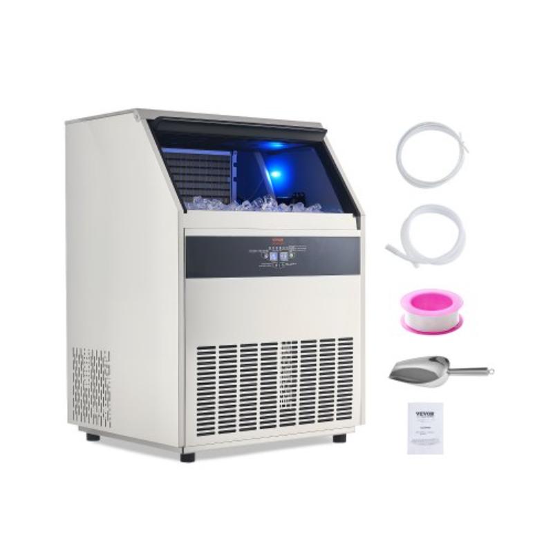 Picture of Vevor ZHSKU00000000000165 440 lbs & 24H Commercial Ice Maker Machine - 130 lbs Storage Ice Maker with Drain Pump - 160 Ice Cubes in 15 Minutes - LED Digital Display Freestanding Self-Cleaning