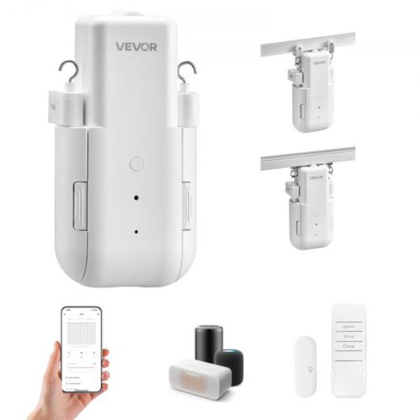 Automatic Curtain Opener - Electric Smart Curtain Opener with Alexa & Google Home - Timed Opening & Closing for U-Shaped & I-Shaped Rails