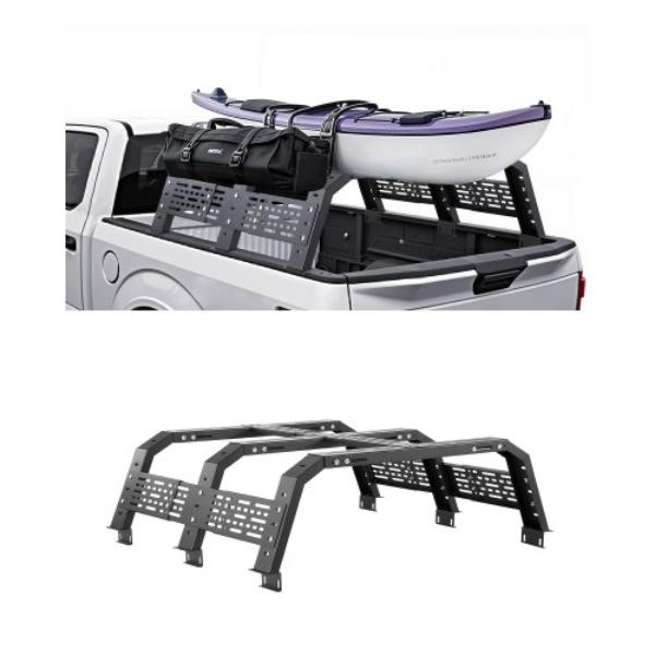 Overland Truck Bed Rack - Adjustable Cargo Rack - 49.2-67.9 in. - 900 lbs Static - Heavy Duty Steel for Mid-Size Trucks with Tacoma & Gladiator JT