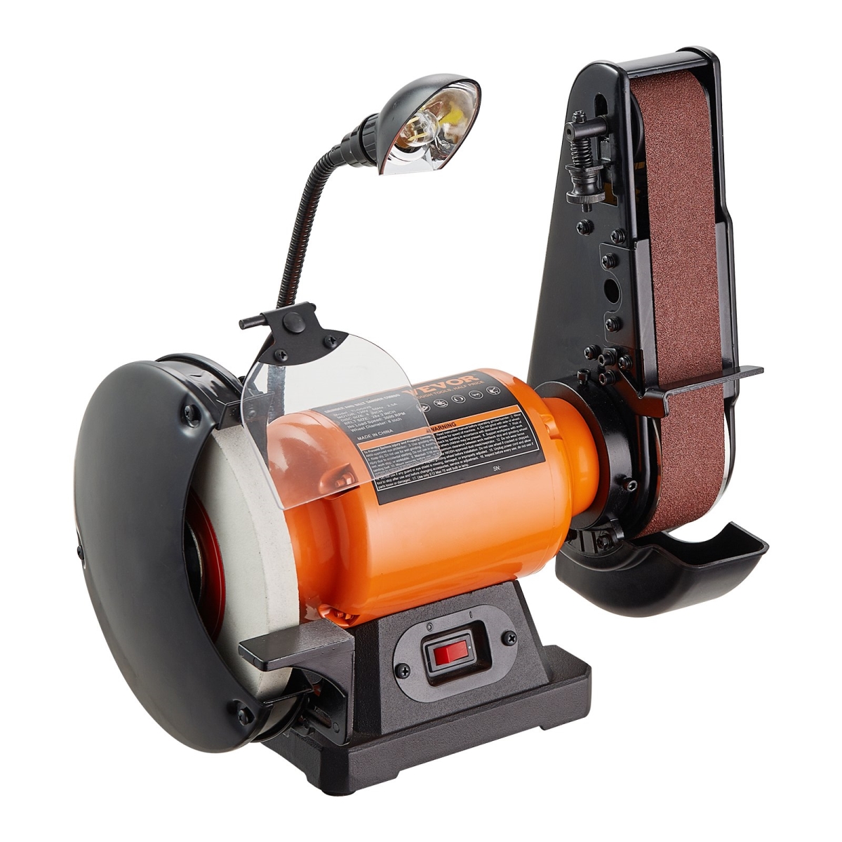 8 in. Bench Grinder with 2 x 28 in. Belt Sander Combo, Bench Grinder Sander with 2.5A Induction Motor for Metalworking Sharpening Grinding