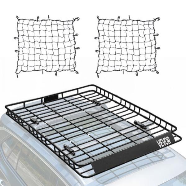 Roof Rack Basket - Universal Rooftop Cargo Carrier - 64 x 50 x 4.1 in. - 150 lbs Max Car Top Luggage Holder - Anti-Rust Alloy Steel