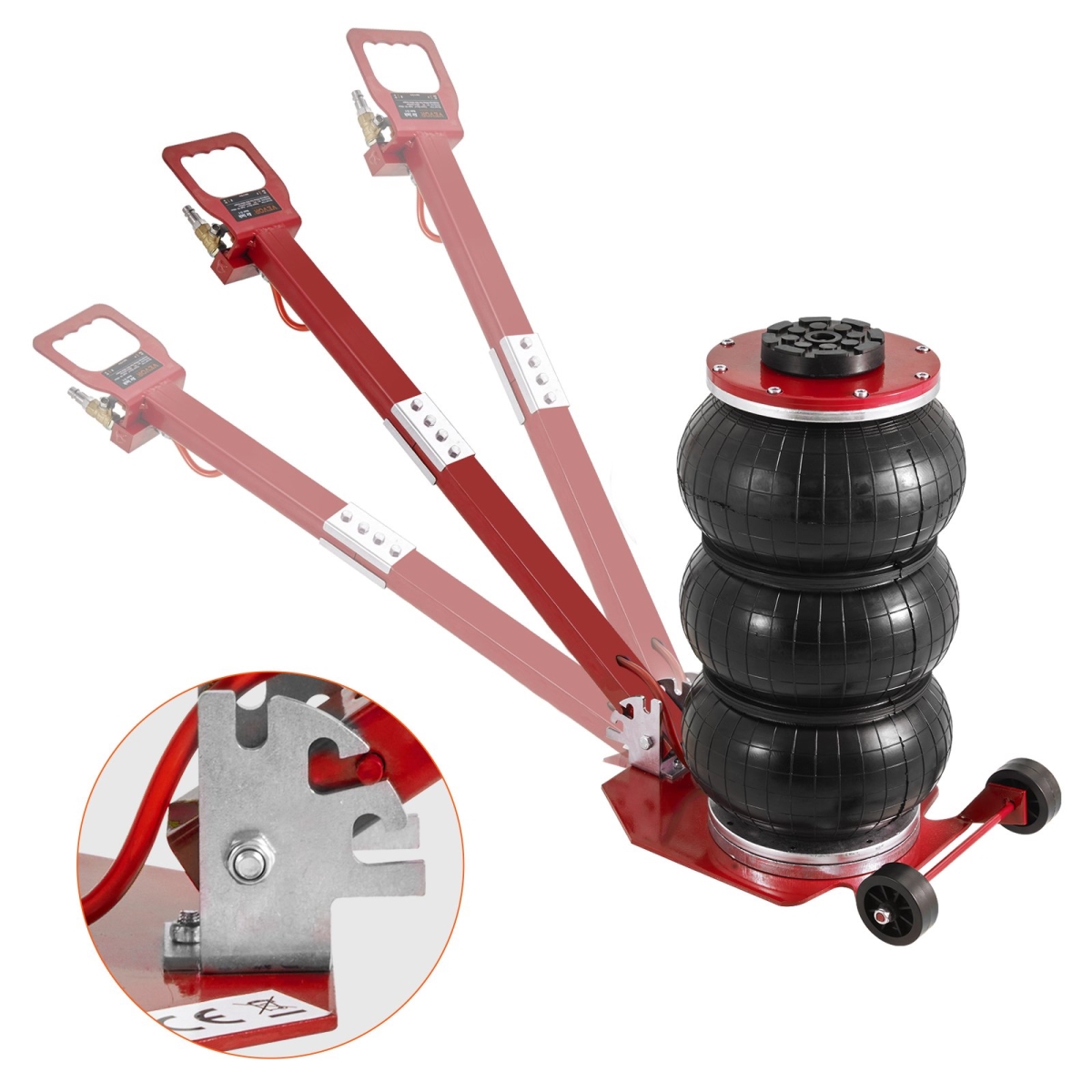 QNQJDDBSZB3T62CNAV0 6600 lbs Triple Bag Air Jack with Adjustable Long Handle - Red