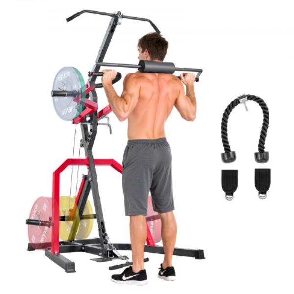 Home Gym Equipment - Leverage Gym with 2-1 Ratio LAT Low Row System - Strength Training Machine for Squats Deadlifts Bench Press Bicep Curls