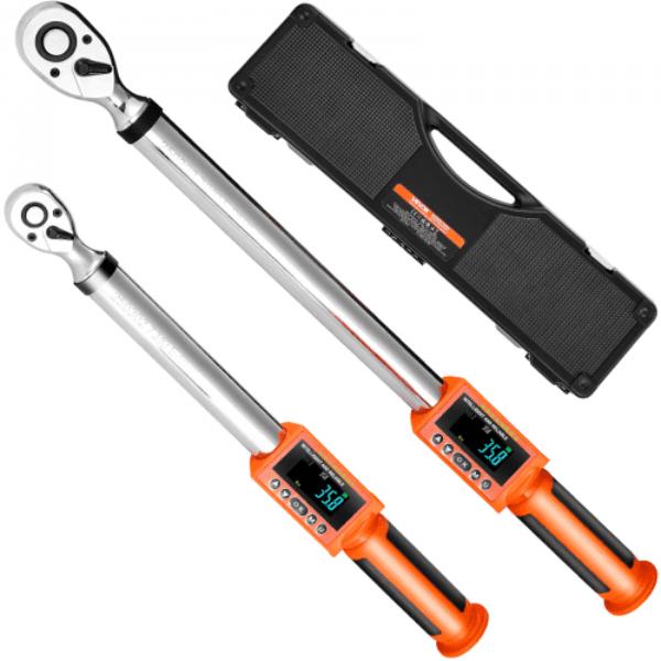 Digital Torque Wrench Set - 0.5-0.375 in. Drive - 72-Tooth - 2 Percent High Accuracy Electronic Torque Wrench - Automotive Motorcycle - 2 Piece