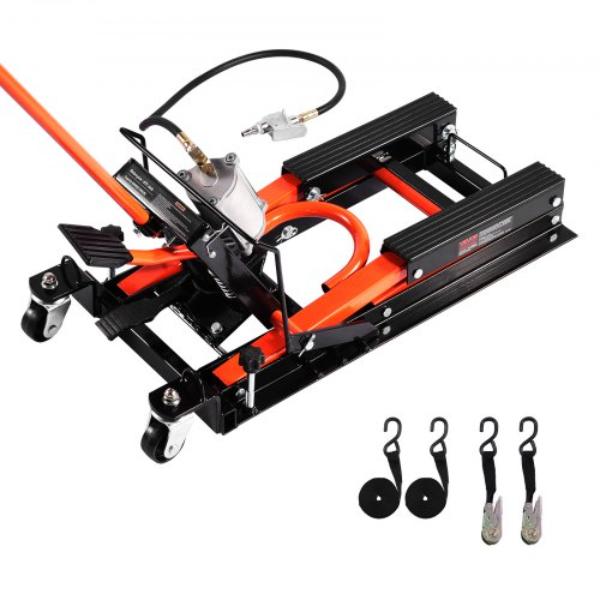Motorcycle Lift - 1500 lbs - Hydraulic & Pneumatic Jack - 4.1-15 in. Height Range - Heavy Duty Bike Repair Stand with Removable Ramp