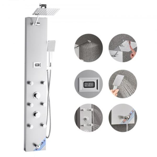 Shower Panel Tower System - Rainfall Shower Head - 49 in. Brushed Stainless Steel - 4-Function Faucet - 6 Body Jets - Handheld - Tub Spout