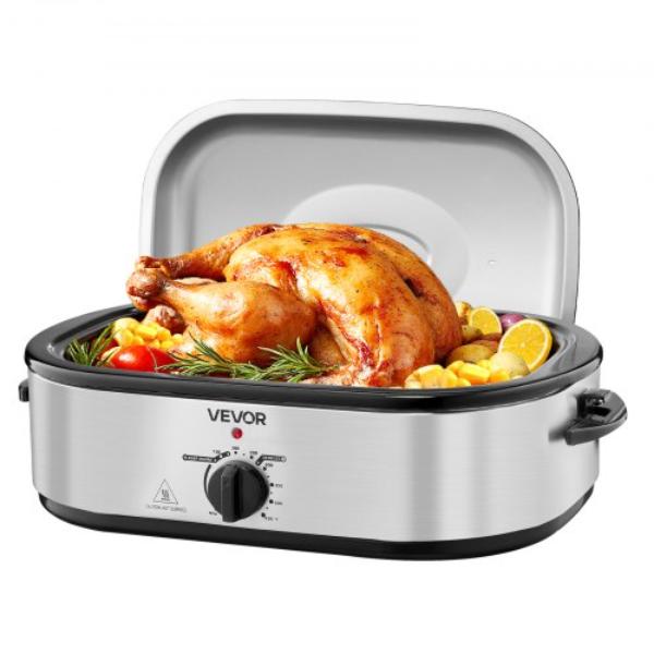 Picture of Vevor KJLYS14QT1450UN9W001V1 Roaster Oven - 14 qt. Fast-Cooking Turkey Roaster - Adjustable Temperature Electric Roasting Pan - Self-Basting Lid for 18 lbs Turkey
