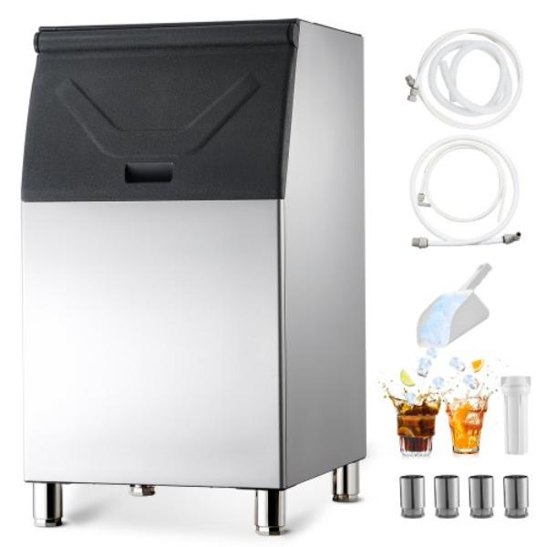 Picture of Vevor FTZBJBTX300LIOY1U001V0 Commercial Ice Maker - Storage Bin - 300 lbs - Stainless Steel Ice-Bin - Adjustable Anti-Slip Rubber Feet - Suitable for Restaurant - Hotel & Beverage Shops