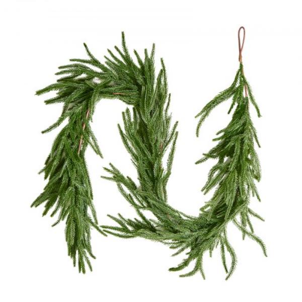 Christmas Garland - 5 ft. Realistic Norfolk Pine - Evergreen Real Touch Artificial Faux Greenery for Holiday Indoor & Outdoor Xmas Decoration
