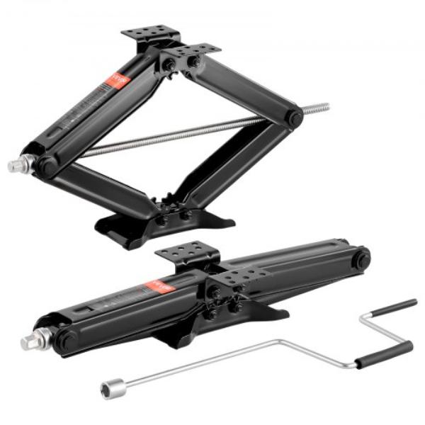6500 lbs RV Scissor Jacks - 4-23.4 in. Stabilizer Leveling Jacks - Heavy Duty with Crank Handle - Socket & Bubble Levels - Set of 2