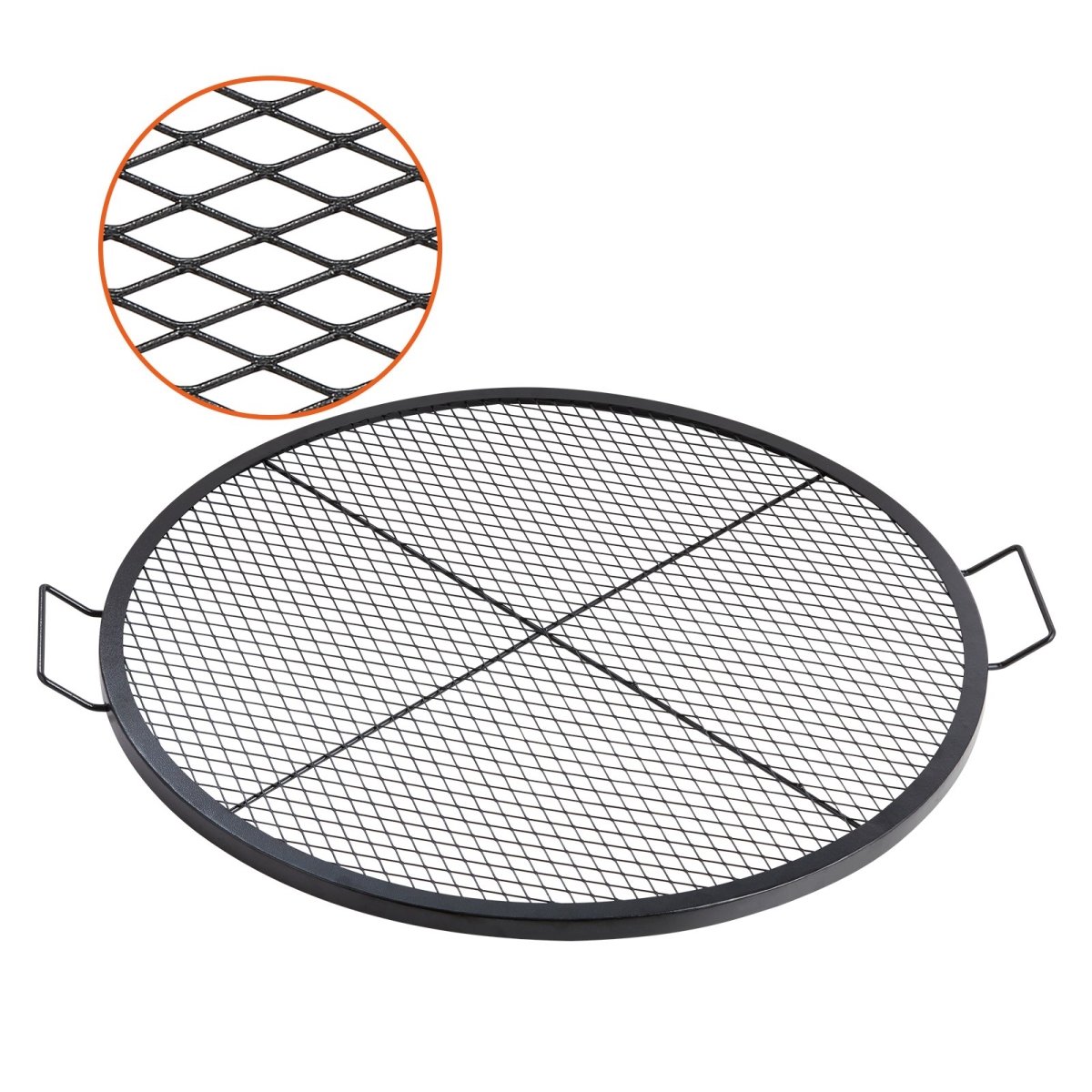 36 in. X-Marks Fire Pit Grill Grate, Round Cooking Grate, Heavy Duty Steel Campfire BBQ Grill Grid- Black -  PatioPlus, PA4452809