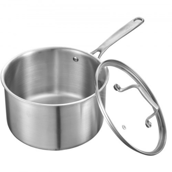 Picture of Vevor BXGJG4QT1JTWFU824001V0 4 qt. Stainless Steel Saucepan with Glass Lid, Silver