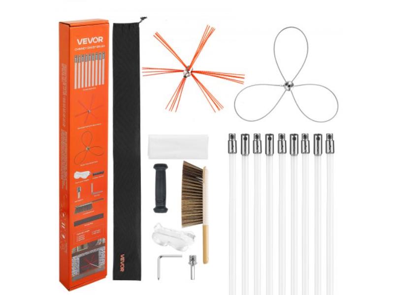 SSTYCQSTJ30YIIB96001V0 30 ft. Maximum Extendable Length Chimney Sweep Kit with Dual Brush Heads