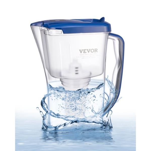 Picture of Vevor SHXLSGSL14LYK0BZAV9 Water Filter Pitcher - 9 Cup - 5-stage Water Filter Dispenser - Fast Filtration System - No BPA - Reduces Limescale - Lead - Chlorine - Odors