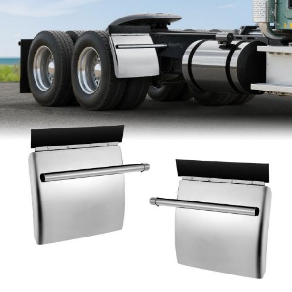 Stainless Steel Quarter Fenders - 24 x 24 in. Semi Truck Fenders with Tube Bracket & Mounting Hardware for Freightliner - Peterbilt - Pack of 2