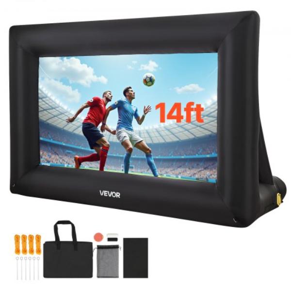 14 ft. Inflatable Projector Screen - Outdoor Movie Screen - 120W Air Blower - Oxford Fabric - Blow Up Screen - Backyard - Home Theater - Theme Party