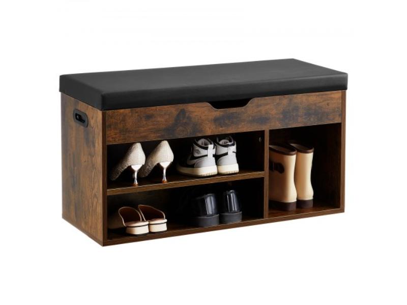 XGXD315YC3GJ6NZKW001V0 31.7 x 12 x 17.5 in. Entryway Shoe Bench Organizer with Lift Top Storage Space, Brown & Black
