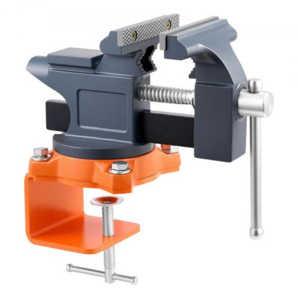 4.5 in. Bench Vise - Portable Workbench Vice with 270 deg Swivel Base - Quick Release Rotating Bench Clamp - Cast Iron Construction
