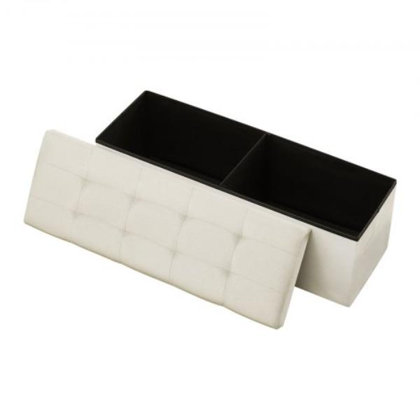 Foldable Storage Ottoman Bench - Supports 660 lbs - Upholstered Storage Chest - Large Space for Living Room - Bedroom - Entryway, Beige