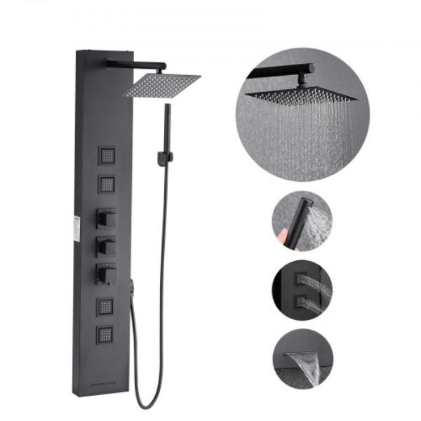 Shower Panel Tower System - Rainfall Shower Head - 49 in. Brushed Stainless Steel - 4-Function Faucet - 4 Body Jets - Handheld - Tub Spout