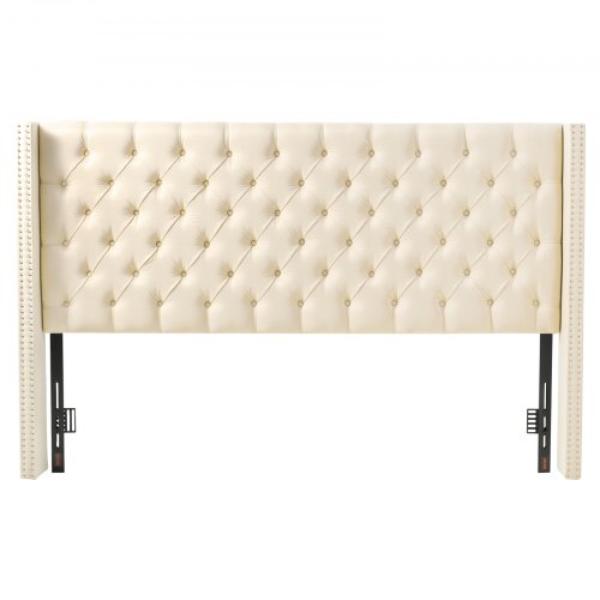 BDDCTBBLRBZL7FWXE003V0 King Size Headboard - Adjustable Height - Comfortable Diamond Tufted - Cream - 84.1 x 54.33-60.24 x 8.27 in.