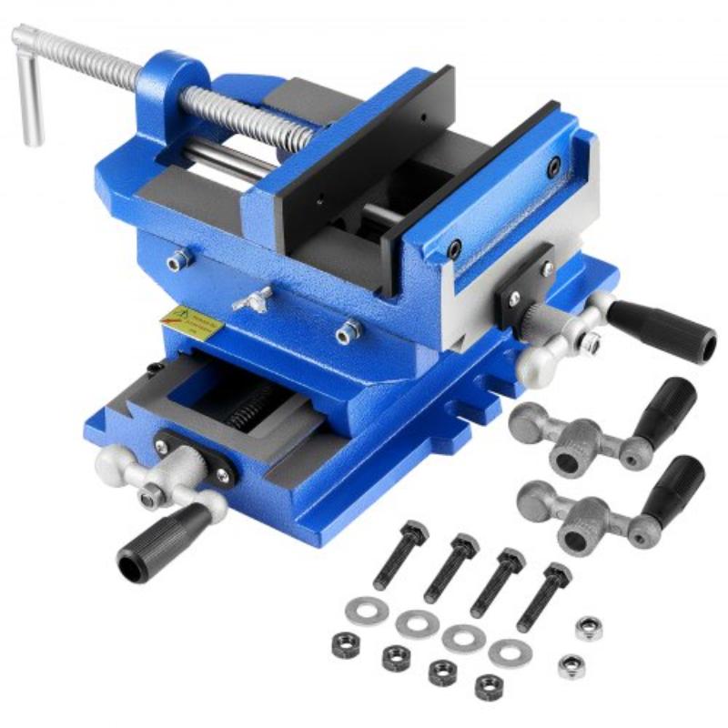 Cross Slide Drill Press Vise - 6 in. Jaw Width - 2 Way X-Y Axis Bench Vise - 5.7 in. Max Jaw Opening - Heavy Duty Cast Iron - Workbench Vice Clamp