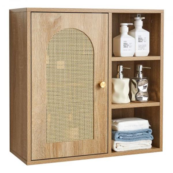 Bathroom Wall Cabinet - Over the Toilet Storage - Wall Mounted Organizer with Adjustable Shelf - 5 Height Levels for Laundry Room Kitchen Restroom