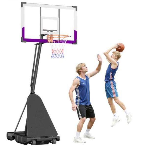 KSLQJ48CXGKDW1A9R001V0 Portable Basketball Stand - 10 ft. Height Adjustment - 48 in. PC Backboard - Outdoor & Indoor Use