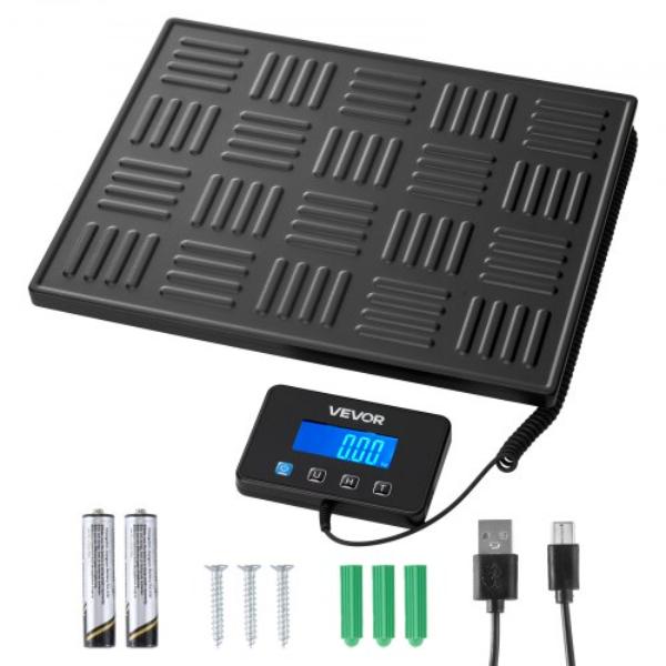 Picture of Vevor FTTCYX20G131E29TN001V9 Digital Postal Scale - 660 lbs Commercial Weight Scale - 0.7 & 3.5 oz Dual Accuracy - Hold & Tare Function - LCD Display for Packages - Postage - Luggage
