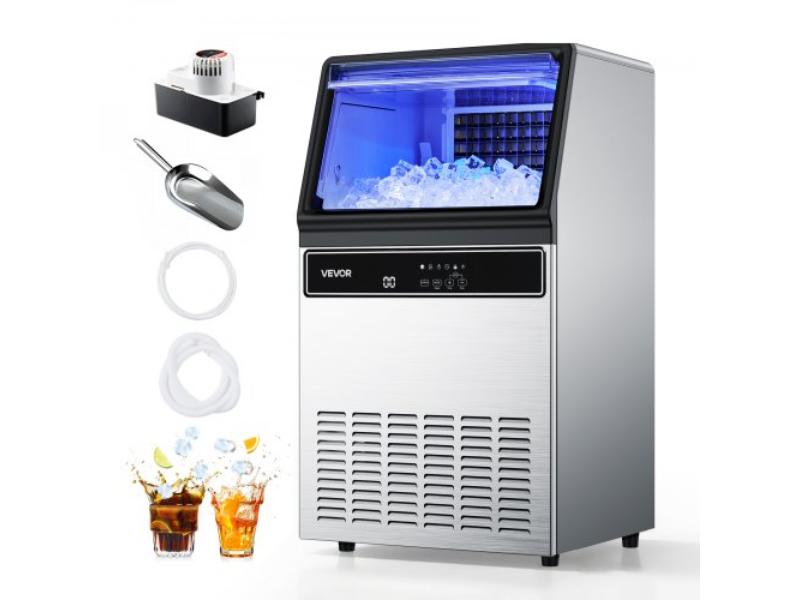 Picture of Vevor ZHSKU00000000000508 130 lbs 24H Commercial Ice Maker Machine with Pump 33 lbs Storage & 45 Cubes per Cycle