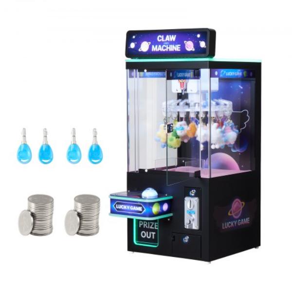 Claw Crane Machine - Medium-Sized Arcade Game Machine - Black & Purple - Adjustable Difficulty - Toy Candy Grabber Prize Dispenser