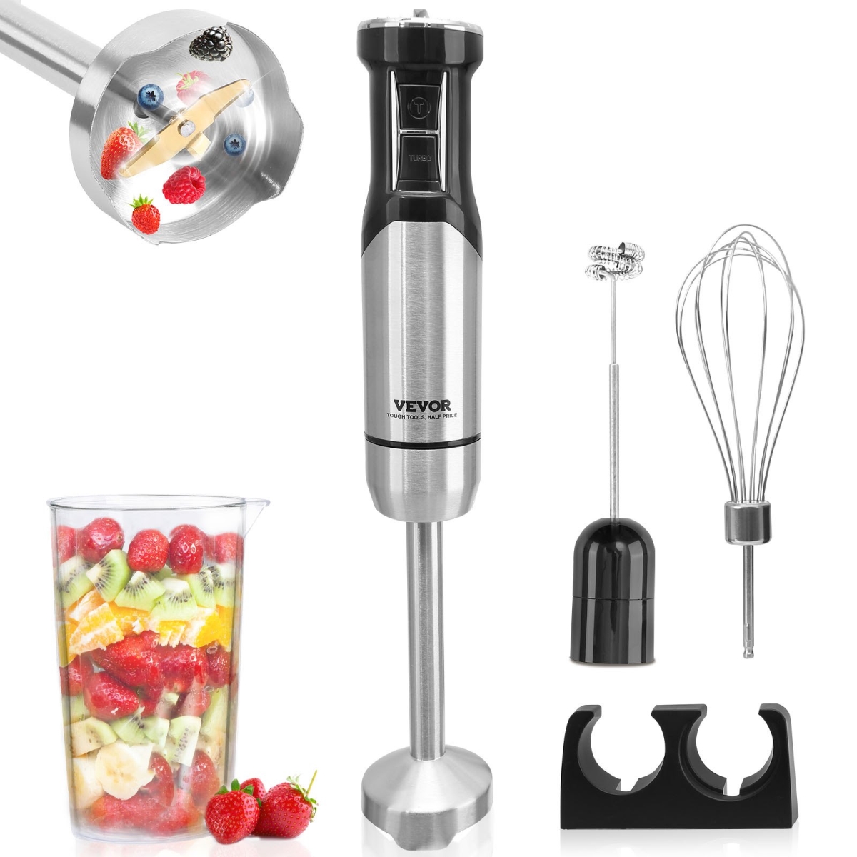 Picture of Vevor QXCDSC500W124VXWTV1 Commercial Immersion Blender with 12-Speed Heavy Duty Immersion - Silver