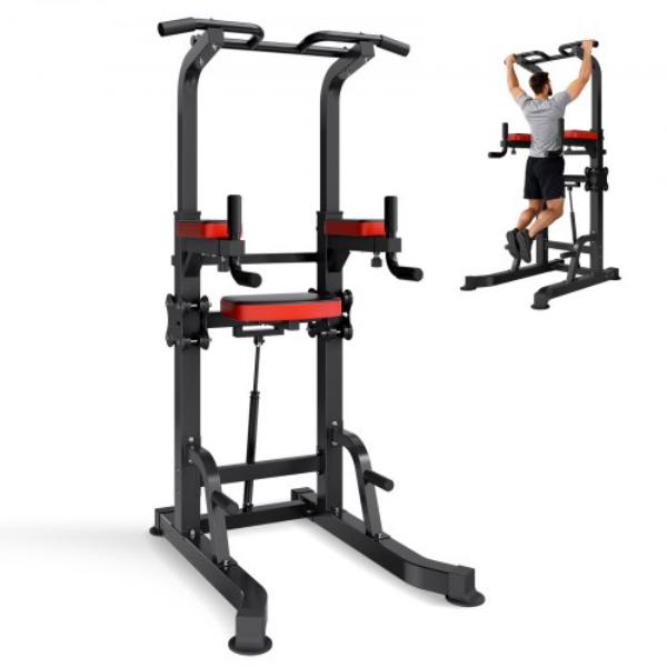 DGNZHXYTXSJPAE472001V0 Pull Up Bar - 330 lbs Power Tower Dip Station - Workout Dip Station with H-Shaped Stable Base & Assistance Platform