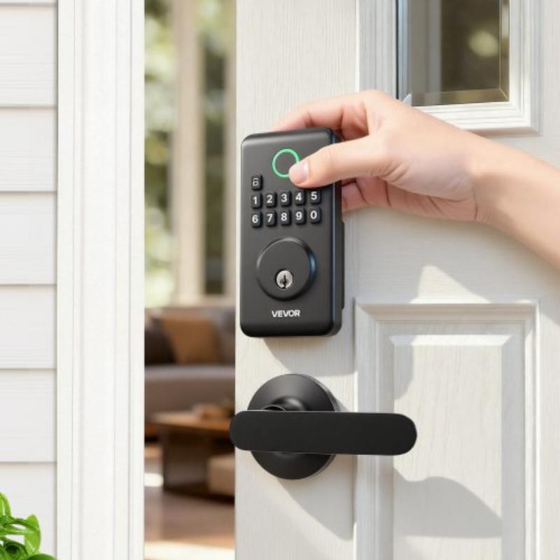 Keyless Entry Door Lock with Handle Set - Electronic Keypad Deadbolt with Lever Handles - Pioneering Easy-Grip Design - Matte Black