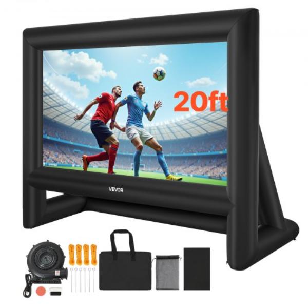 20 ft. Inflatable Movie Screen - Inflatable Projector Screen with Portable Storage Bag - 16-9 Easy Set Up Movie Projection for Outdoor Backyard