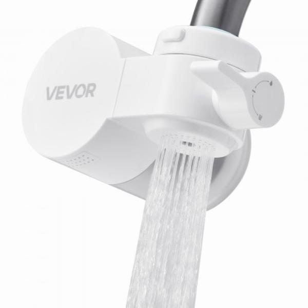 Picture of Vevor QJGSKWSLTLSQOVFDL002V0 Faucet Mount Water Filter - Horizontal Water Purifier for Sink Tap - Carbon Fiber Filters - Removes Chlorine Lead with 1 Filter - White