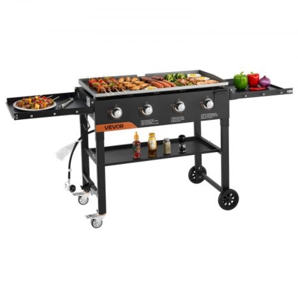 Gas Griddle - 4-Burner Flat Top Grill - 36 in. Grill Plate - Foldable Propane Griddle with Wheels - 60000 BTU Outdoor Flat Top Grills