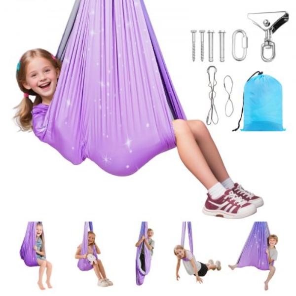 Sensory Swing - Double-Layer Fabric Sensory Hammock - Indoor & Outdoor Sensory Swing with 360 deg Swivel Hanger - O-Sling - Holds up to 300 lbs